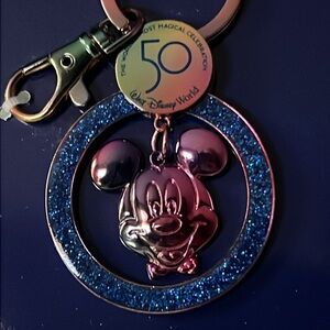 Walt Disney World 50th Anniversary metal keychain Mickey Mouse NEW